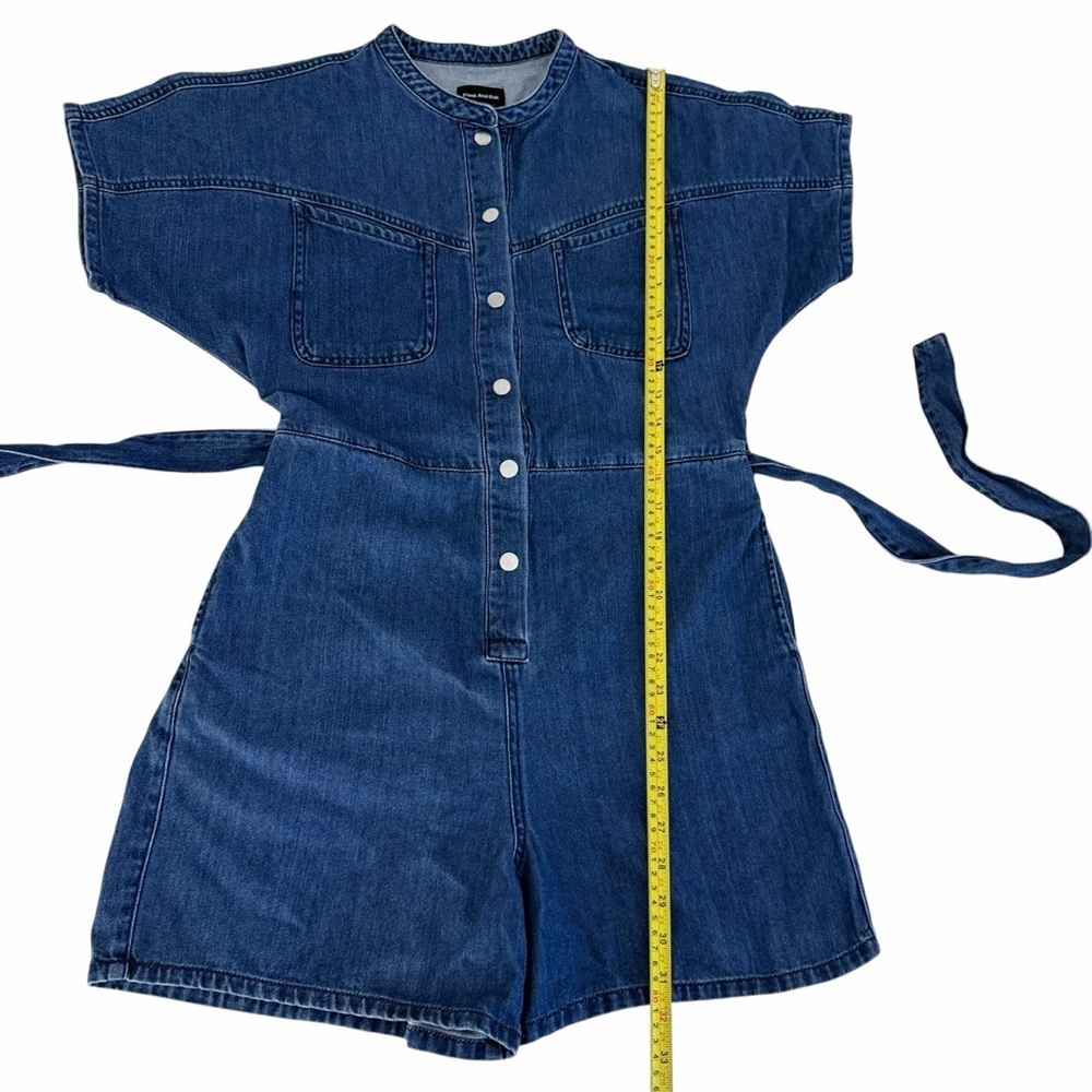 FRANK AND OAK Blue Denim Belted Utility Romper Short Sleeve organic cotton size - Picture 13 of 14